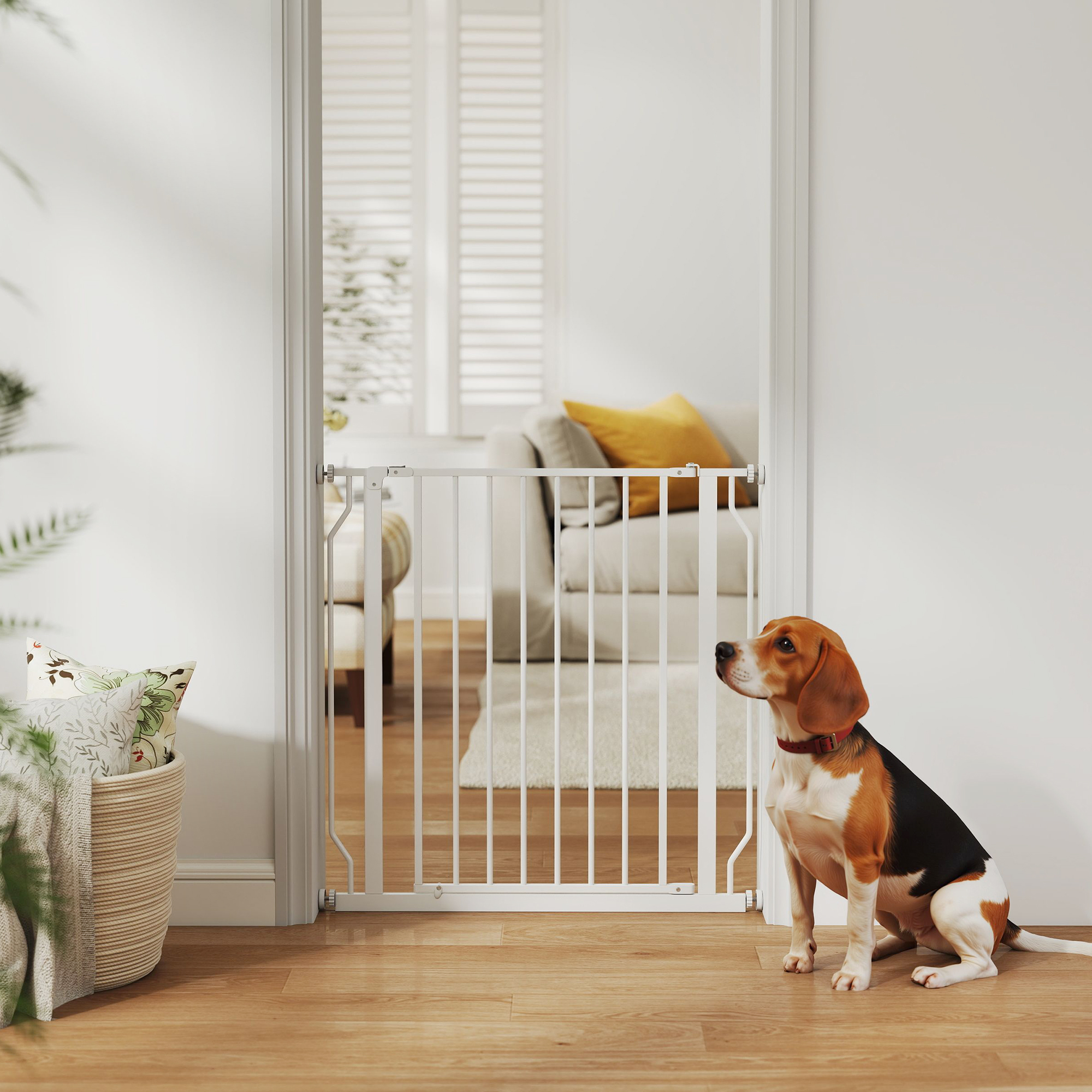 Ultra Wide Pet Safety Door With Door Pressure Device, Suitable For Doorways, Corridors, Stairs - White detail photo 6