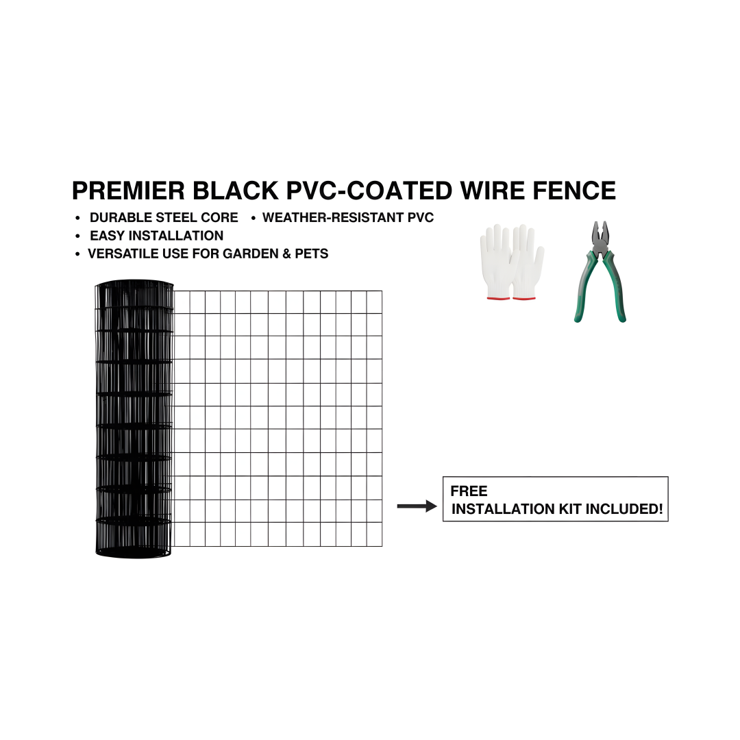 48 INCHx33 FT Black Vinyl-coated Metal Mesh, 16 Gauge 0.67 Inch Black PVC Metal Mesh, Black Welded Wire Mesh Support, Poultry Cage Protective Fence — foto 11