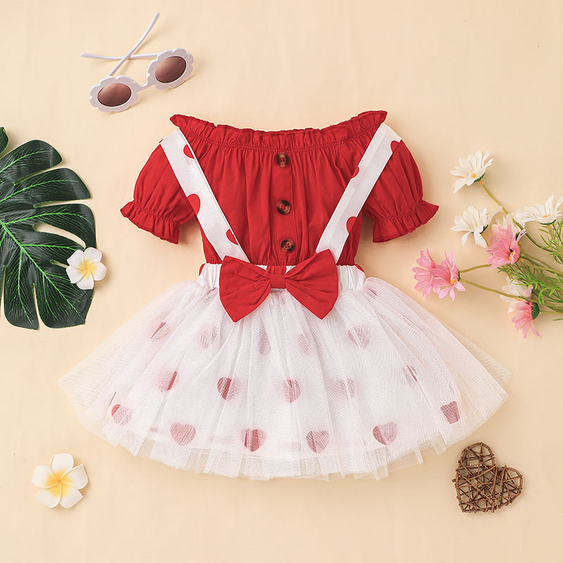Suspender Skirt Children's Suit Children Heart-shaped