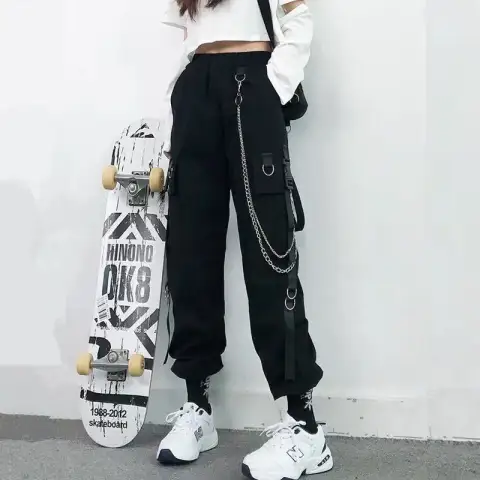 Women Cargo Pants Harem Fashion Punk Pockets Jogger