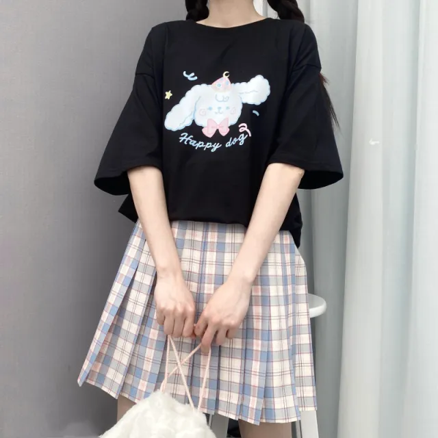 Loose All match Round Neck Top Black - Shop at LoveMi