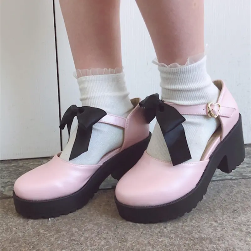 Sweet Bow Non-slip Thick-soled Thick-heeled High-heeled Women's