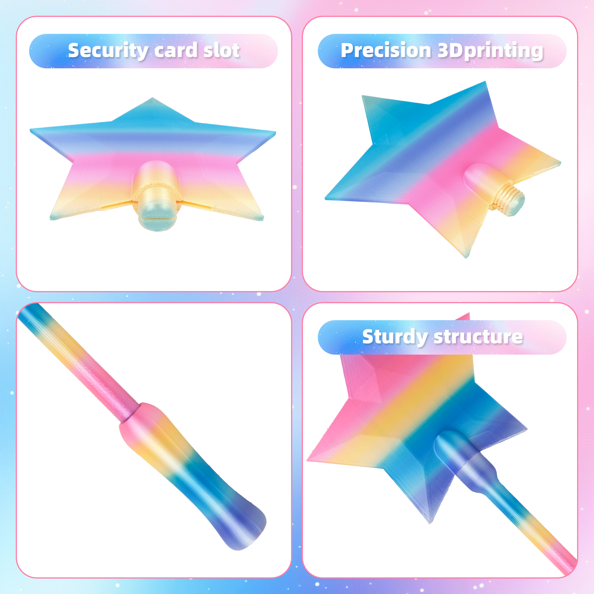 3D Printed Star Wand Contactless Card Holder, Long Handle Magic Wand Style NFC Card Holder For Compatible Tap Cards, Novelty POS Payment Accessory