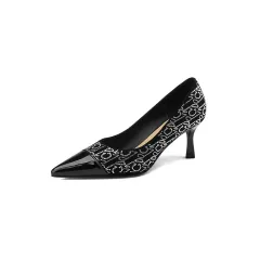 Fine Heel Pointed Shallow Mouth Four Seasons Single Shoes Female - Black - View 1