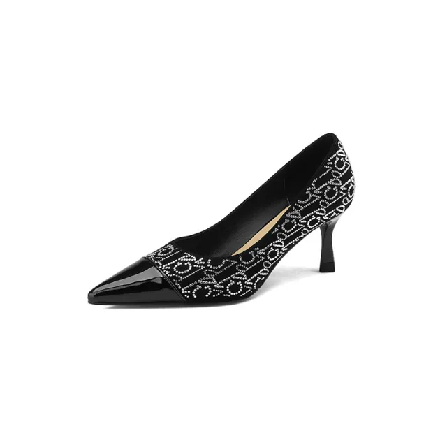 Fine Heel Pointed Shallow Mouth Four Seasons Single Shoes Female Black - Shop at LoveMi