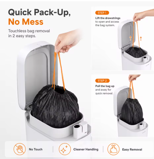 Joybos Smart Trash Can With Auto Lining, Touchless Sensor Garbage Bin  Free Drawstring Bags, No Mess Pull And Lift Wastebasket thumbnail 2