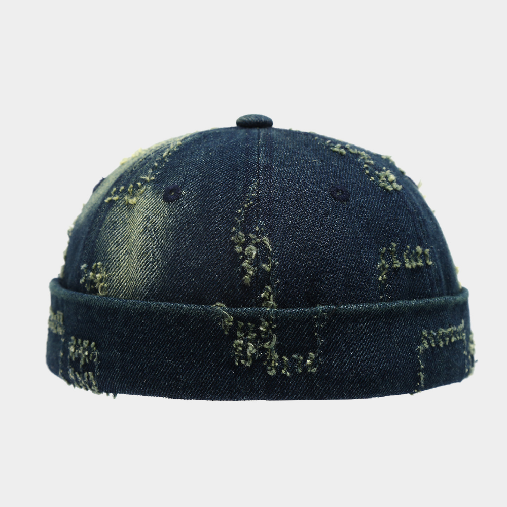 Summer Men's And Women's Identical Washed-out Faded Frayed And Rolled-edge Design Adjustable Urban Straw Hat For Outdoor Use Without A Brim