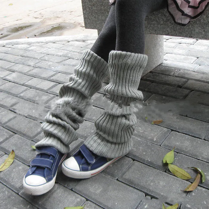 Yoga Socks Sales Fluorescent Bright Color Wool Leg Warmers Knitted Booties Pile Style Foot Sock Foot Warmer - Gray