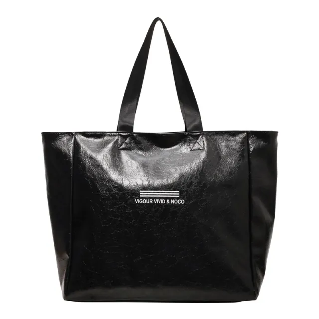 Large Capacity Tote Bag Women Fashion Versatile Solid Shoulder Bags Waterproof Designer Luxury Handbag Trend Personalized Travel Bag Black - Shop at LoveMi