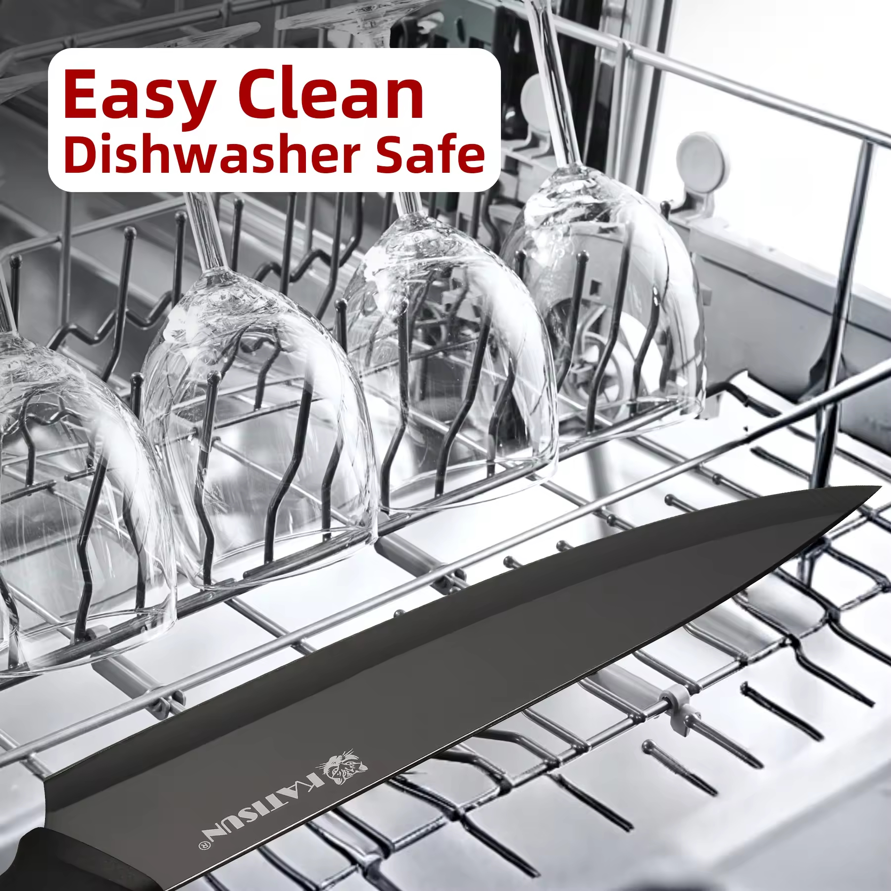 15-Piece Color-Coded Kitchen Knife Set With High-Carbon Chef Knives, Ergonomic Black Non-Slip TPR Soft Handles, And Built-In Knife Sharpener