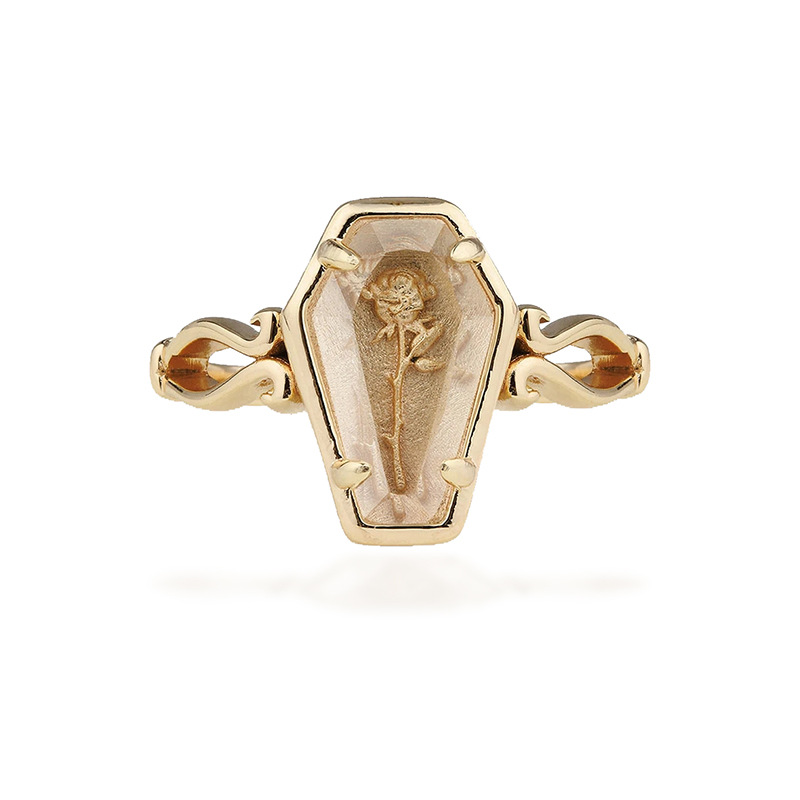 Halloween Gothic Rose Coffin Ring
