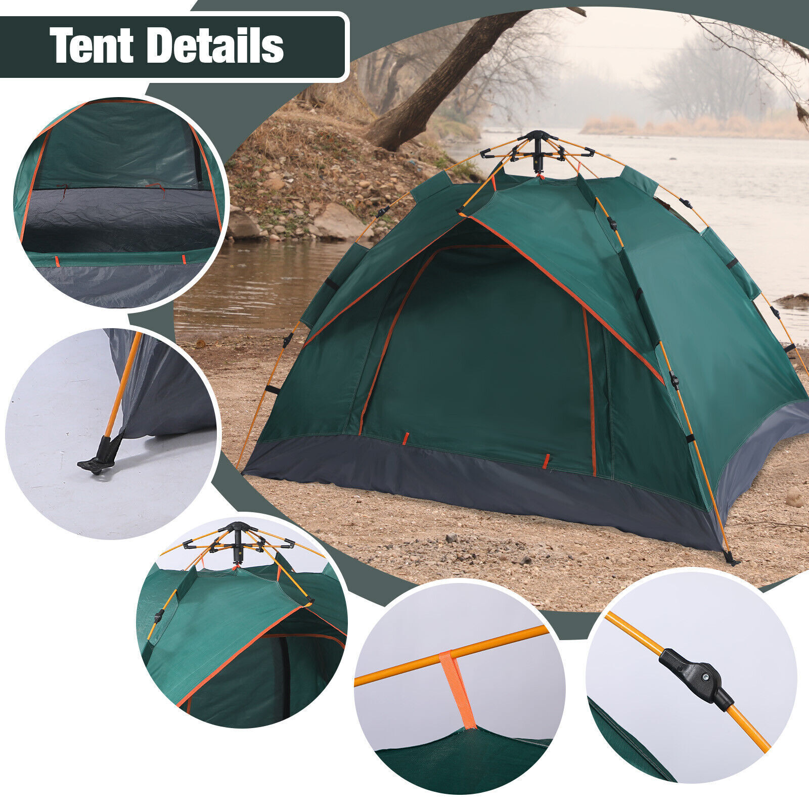 3-4 Man Automatic Instant Double Layer -Up Camping Tent Waterproof Outdoor 4