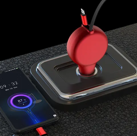 Retractable Car Charger Fast Charge Flash One for Two