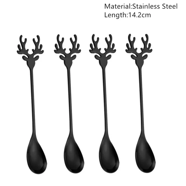 Merry Christmas Spoons Xmas Party Tableware Ornaments Christmas Decorations Black - Shop at LoveMi