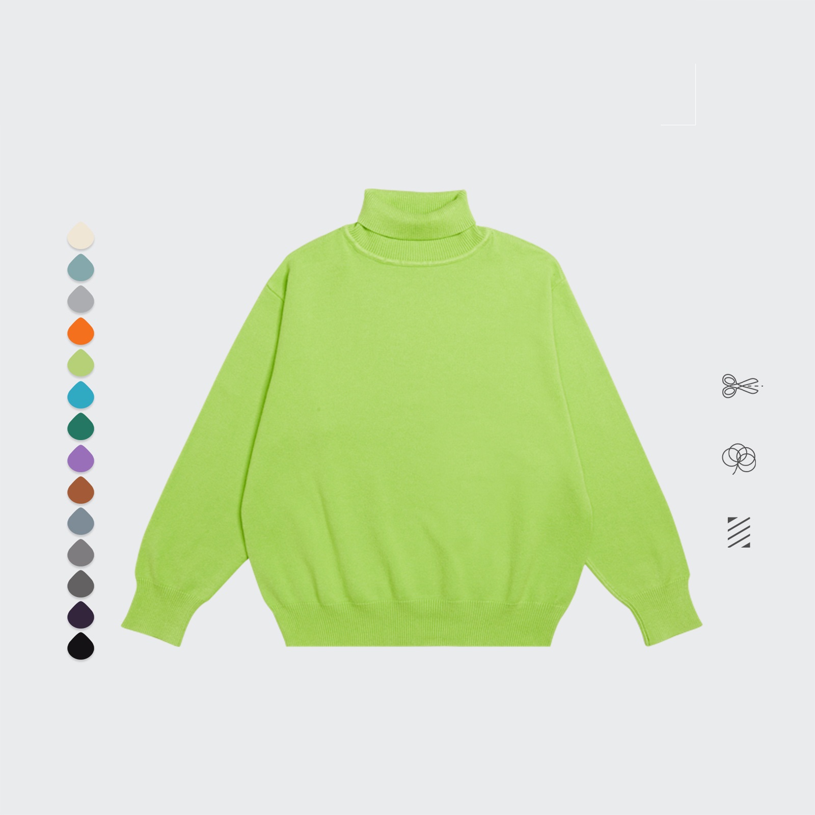 Title 12, Core Spun Loose High Neck Sweater Solid Color K...