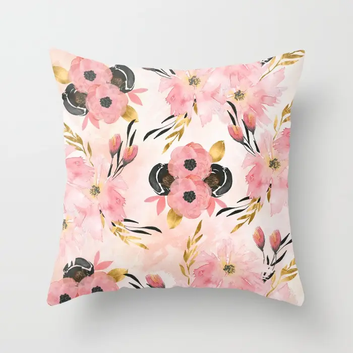 Fashion Idyllic Minimalist Flowers Print Home Pillow