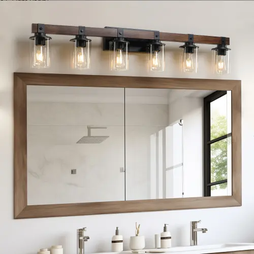 42 Inch Rustic 6-Light Vanity Light, Industrial