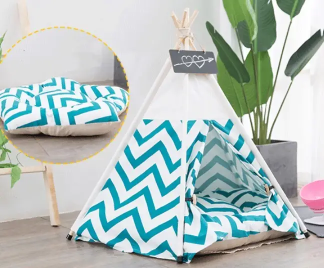 Tent Green Striped Pet Litter Winter Dog Bedding