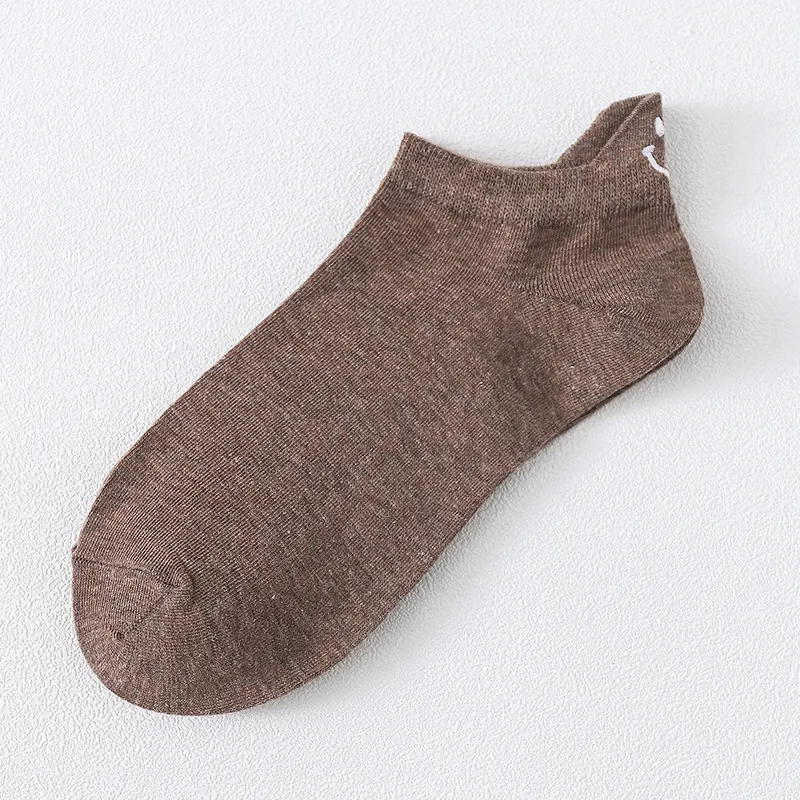 Socks Personalized Heel Embroidered Face - Coffee