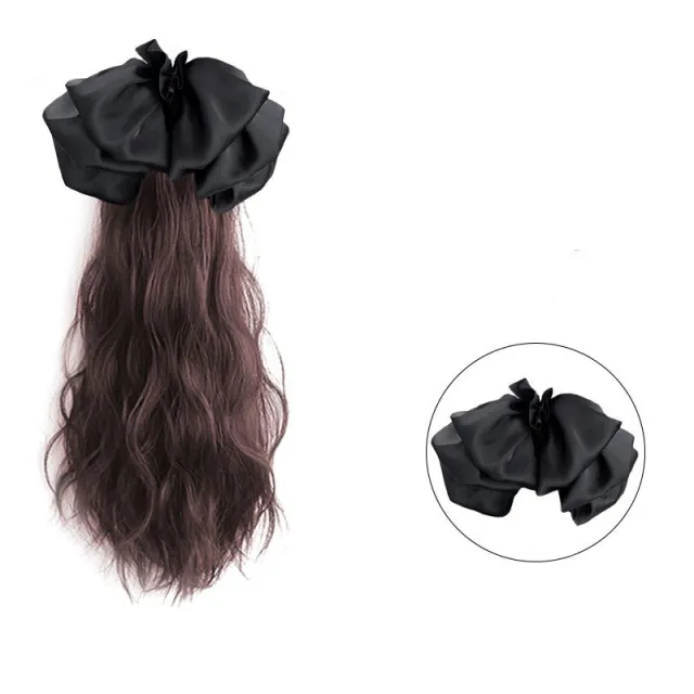 Women's Long Hair Bow High Ponytail Grip Clip Dark Brown - Shop at LoveMi