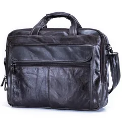 Business Men's 15.6 Inch Leather Computer Bag - Green - View 1