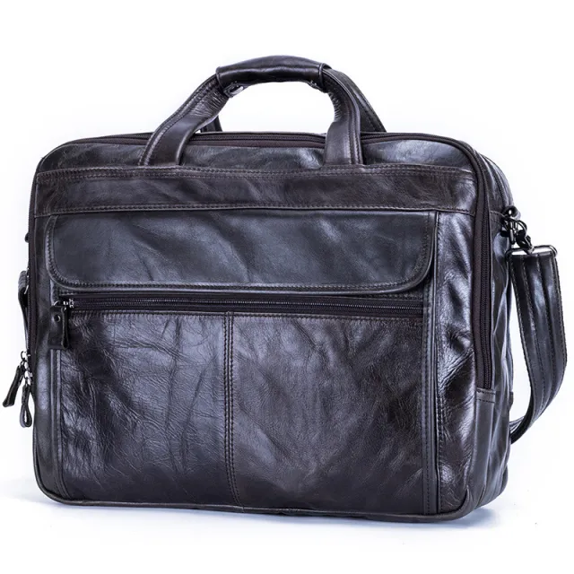 Business Men's 15.6 Inch Leather Computer Bag Green - Shop at LoveMi