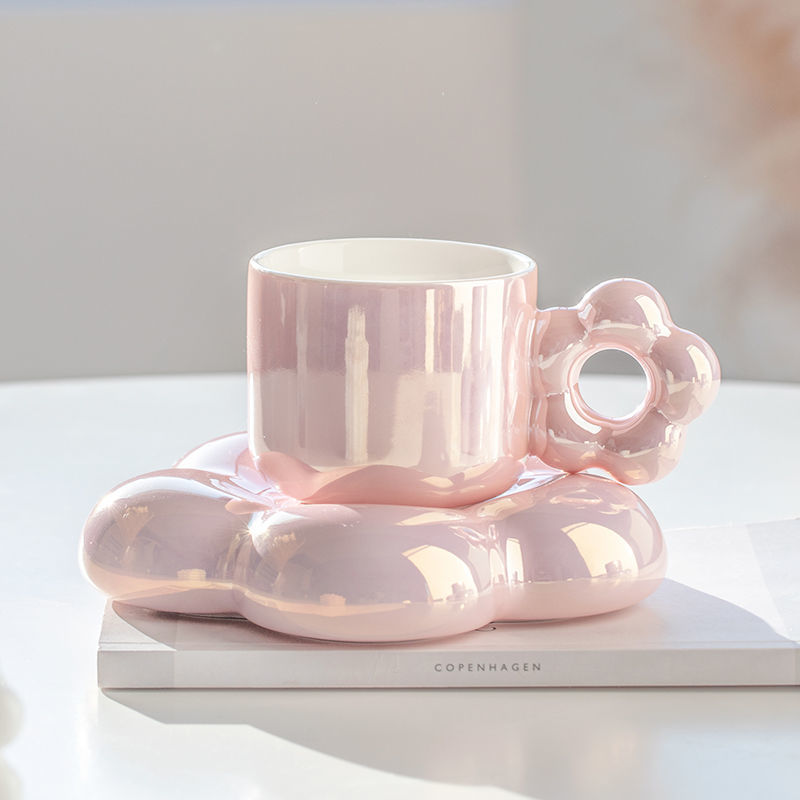 Title 3, Pearlescent Mug Light Luxury Coffee Cup And Saucer