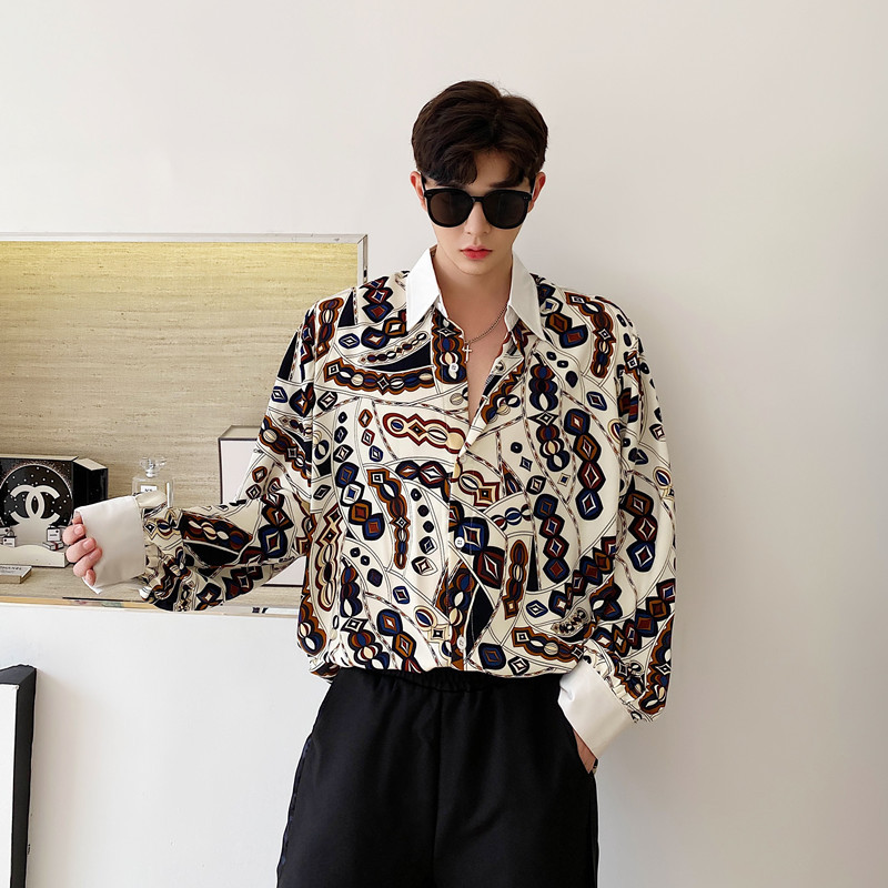Retro Floral Shirt Trendy Temperament Long Sleeves