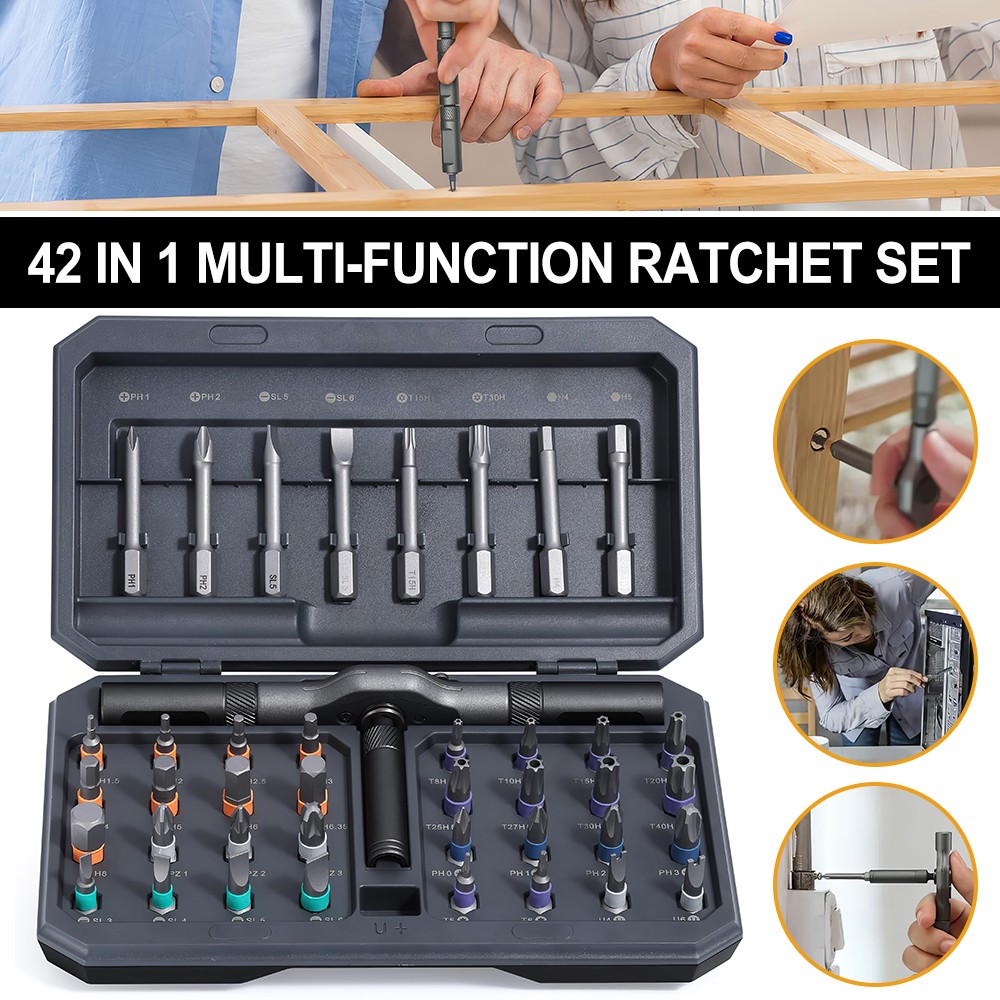 42 In 1 Magnetic Screwdriver Set DIY Ratchet Set,Multi Bit Drive — image 2