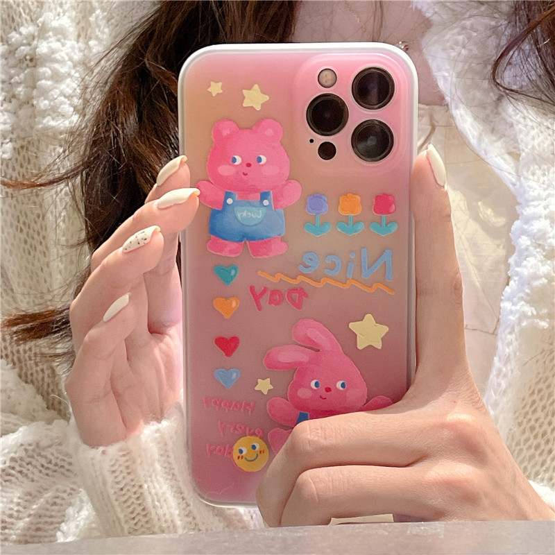 Fashion Creative Love Flower Bear Rabbit Phone Case - Image 2