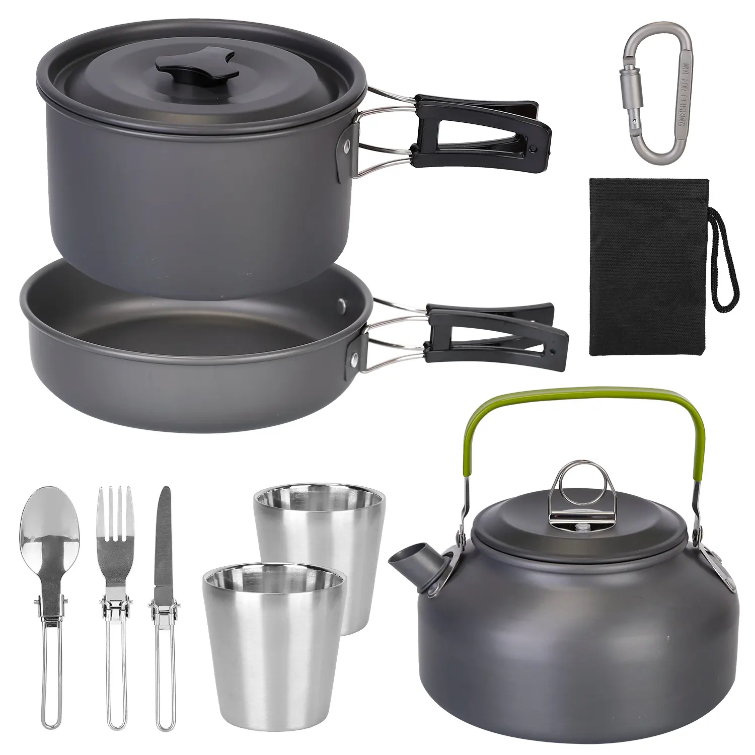 Camping Cookware Set Aluminum Pot Pan Kettle