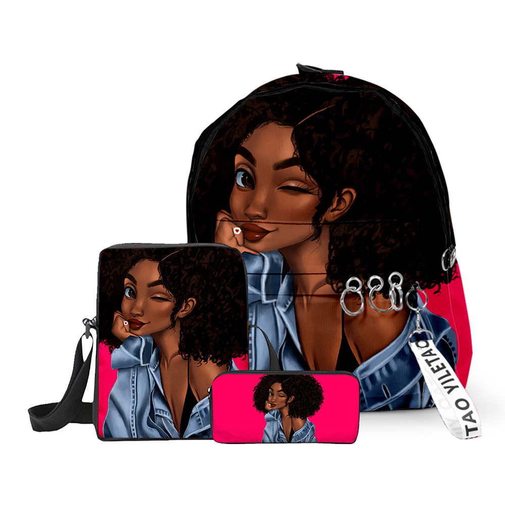 Title 1, Fashion Print Girl Backpack Pen Bag Messenger T...