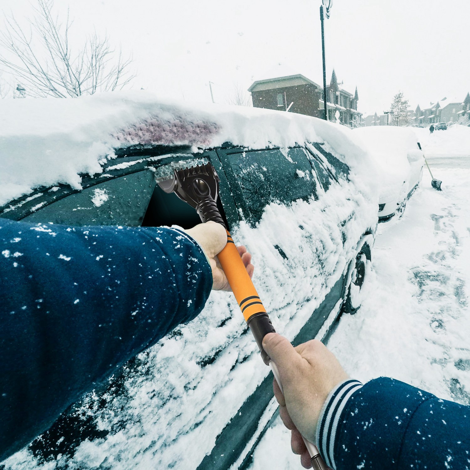 3 Color Options -- 1Pc 3 In 1 Windshield Ice Scraper Extendable Car Snow Removal Tool Telescoping Car Broom Snow Shovel Automobile Frost Removal - Image 14