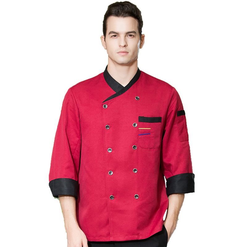 Title 3, Simple solid color printed long sleeved chefs ...