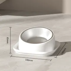 Cat Bowl Oblique Dog Food Anti-tumble - White - View 1