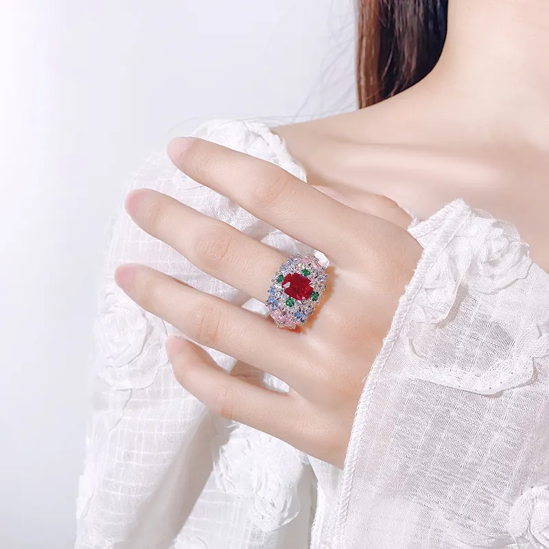 New Fashion Gemstone Ring, European & American Style, High-End, Versatile & Light Luxury For Women