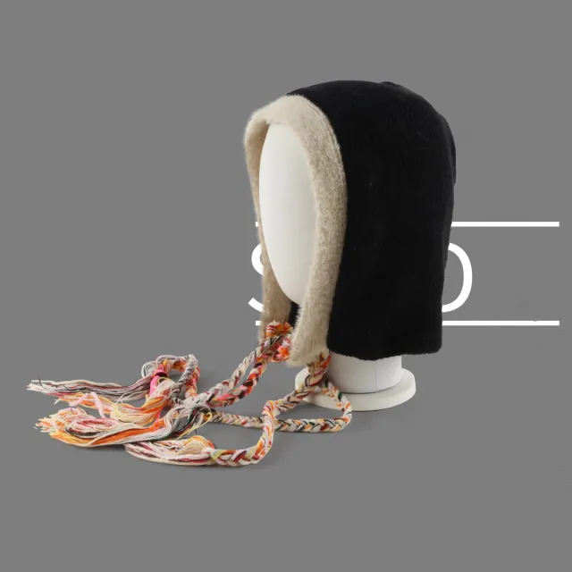 Rainbow Tassel Braid Contrast Wool Hat Black - Shop at LoveMi
