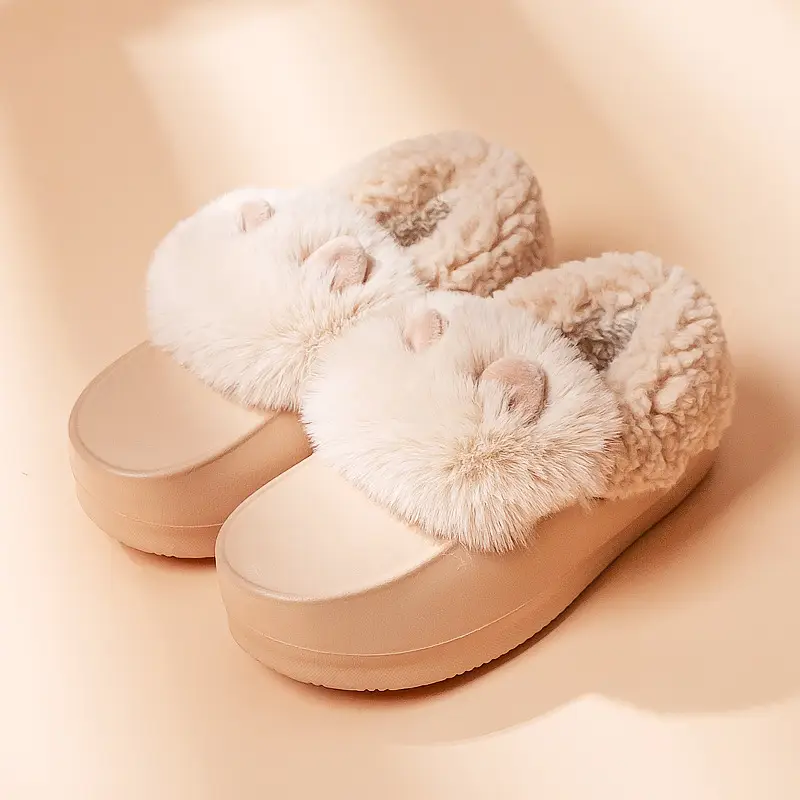 Simple And Cute Plush Children's Cotton Slippers