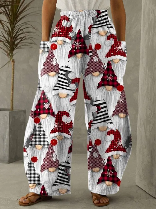 New Christmas Style Street Hipster Mid waist Wide leg Pants 5 Style 3Xl - Shop at LoveMi