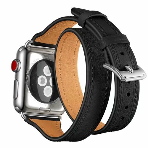 Double loop leather watch strap