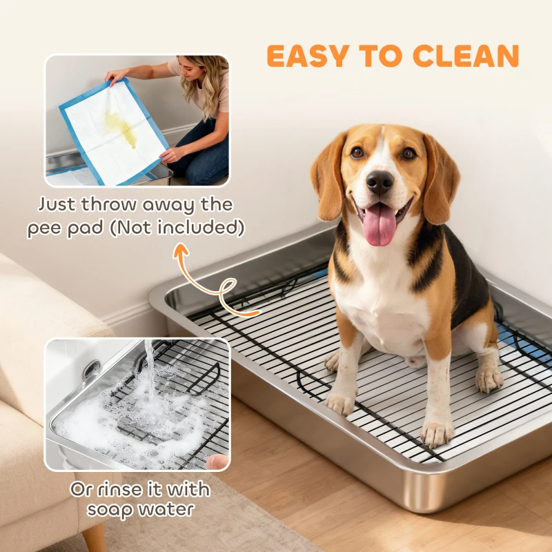 Dog Potty Tray Stainless Steel For Small And Medium Dogs, Dog Training Tray For Porch, Bathroom, Balcony