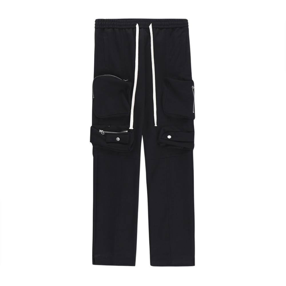 High Street Multi Pocket Design Workwear Straight Long Sweatpants Men's