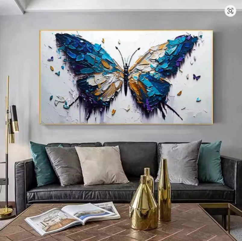 Handmade Oil Painting Canvas Wall Art Decoration Animal Abstract Texture Butterfly For Home Living Room Decor Rolled Frameless Unstretched Painting - Image 5