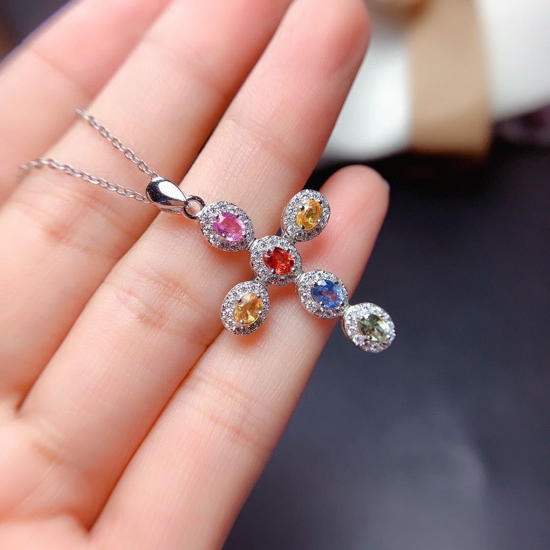 Fashion Colorful Gemstone Pendant Necklace