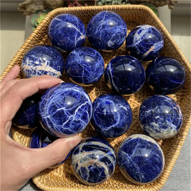 Natural Crystal 8CM Blue Stone Ball Ornament
