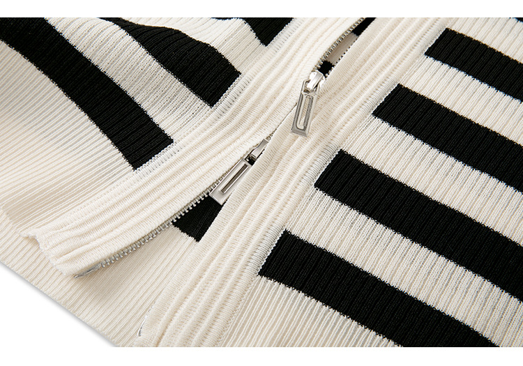 Title 3, Sailor Collar Striped Long-sleeved Knitted Card...