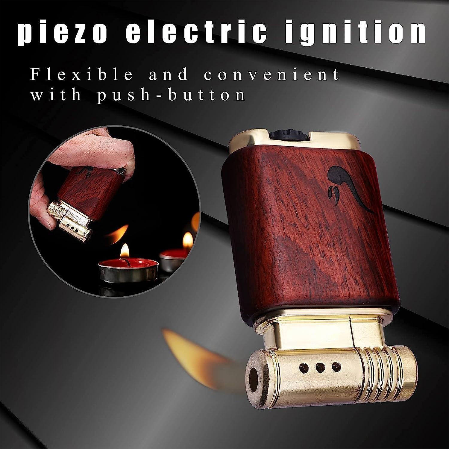 Soft Flame Wooden Pipe Lighter - Gift. Premium Quality:This lighter is made of premium ebony wooden housing and zinc alloy assembly for durable use.Its simple, compact, elegant and unique designed makes it a perfect gift for Birthday,Christmas,Halloween,B