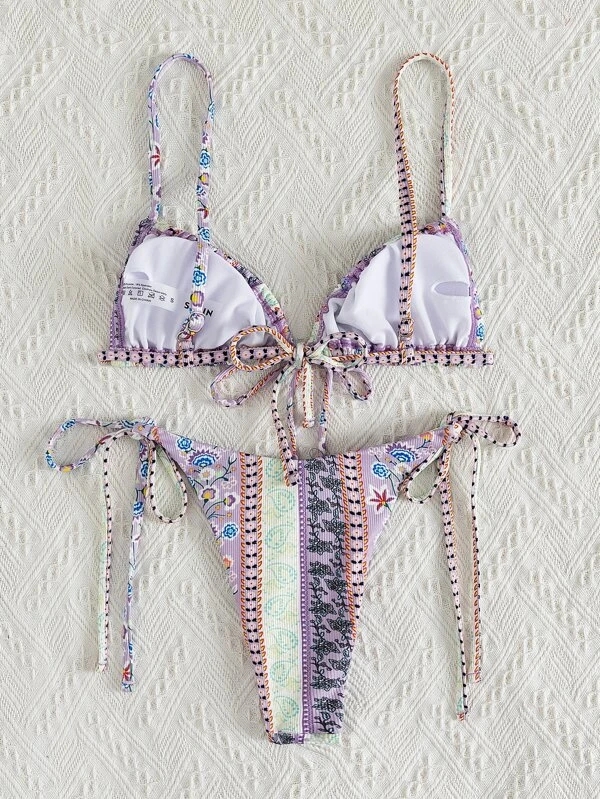 Chinese Style Printed Sub-system Belt Swimsuit - Image 9