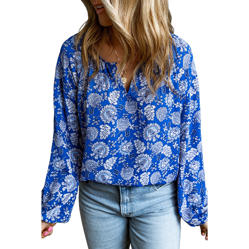 Title 2, Womens V-neck Floral Print Pullover Loose Chif...