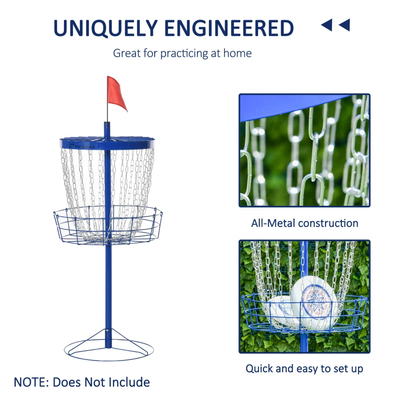 Soozier Portable Disc Golf Basket Target With 24-Chain, Travel Bag, Dark Blue